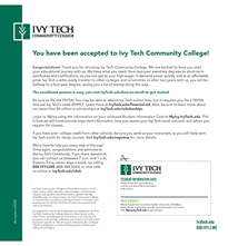 Ivy Tech Acceptance Letter Example