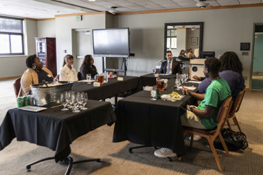 Dr. Pollio has lunch with Ivy Tech Fort Wayne Students