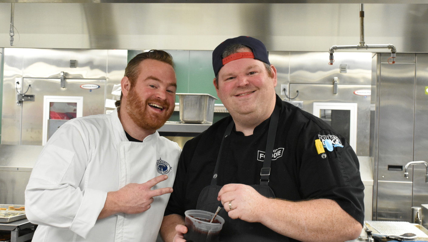 Two of the chefs who worked on the fundraiser dinner