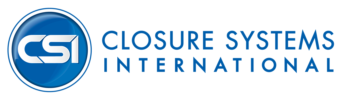 CSI in Blue Circle with Closure Systems International Beside