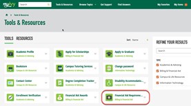 MyIvy Tools - Financial Aid Requirements