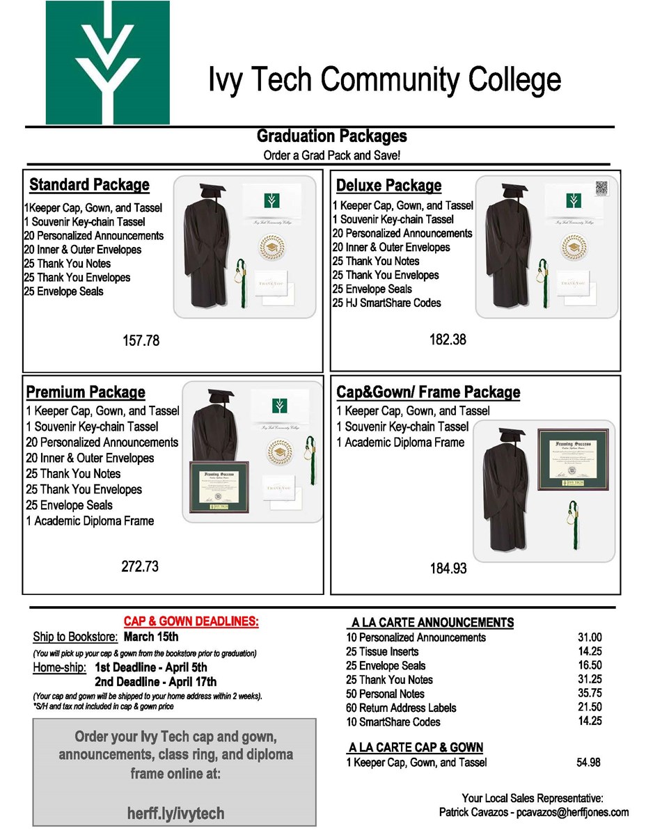 Herff Jones - Ivy Tech Indianapolis Graduation Packages 2024