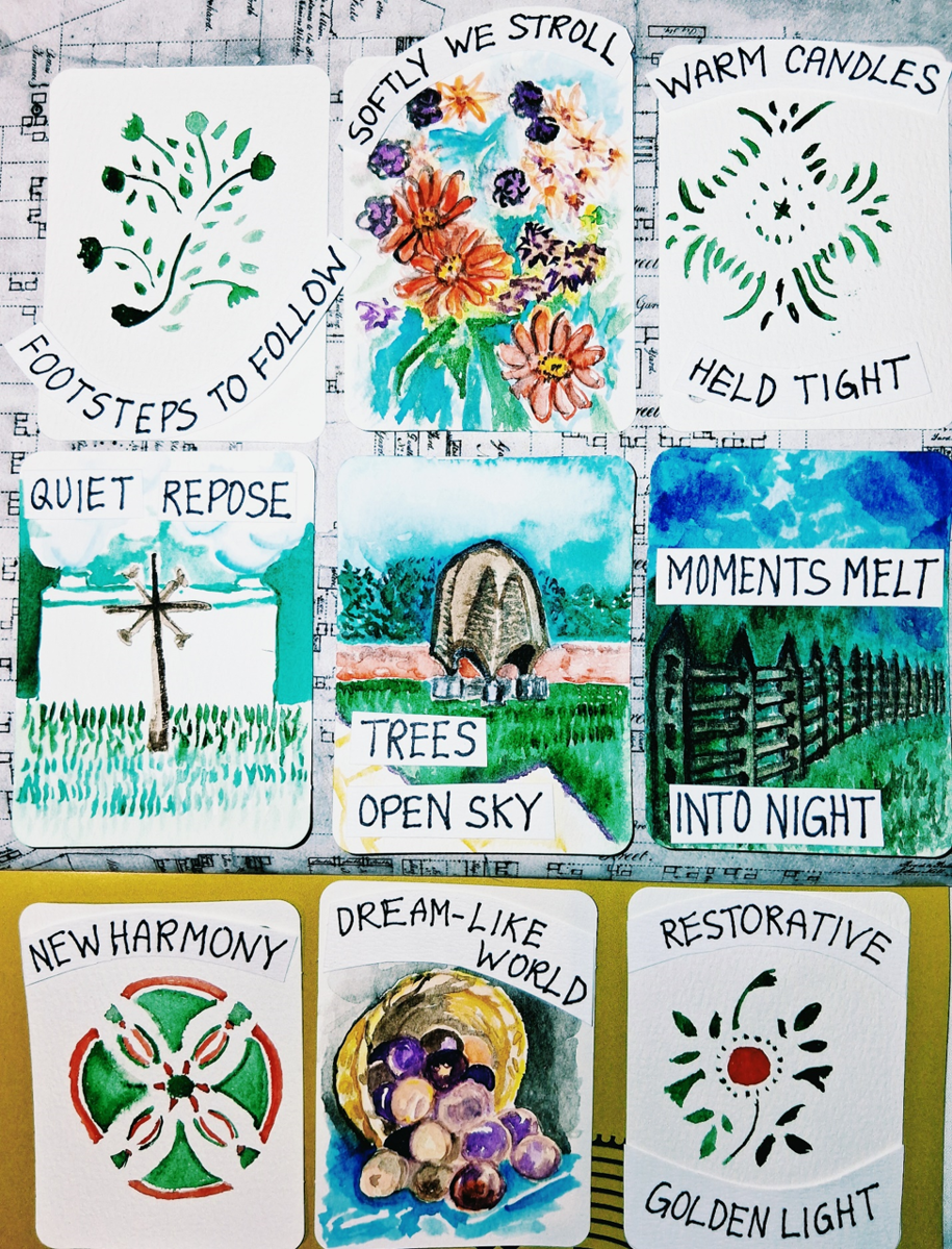 A copy of the visual poetry a student tin the 2026 Writing in Harmony retreat created.